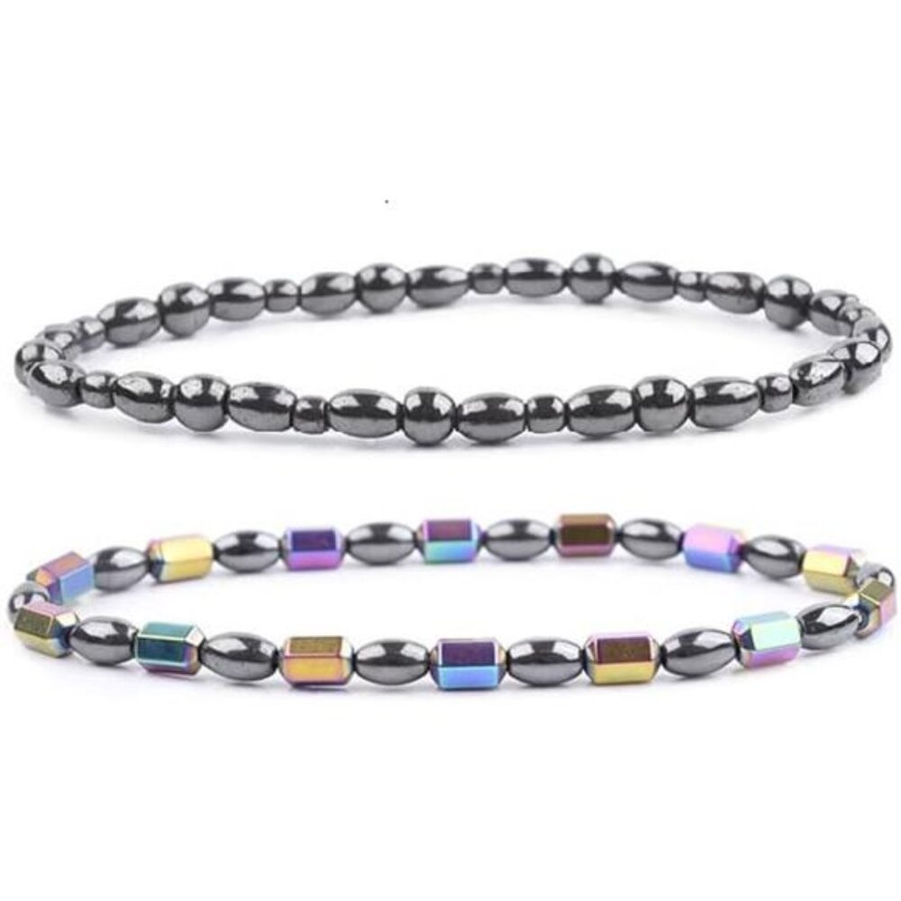 2pcs Anklet Hematite Relieve Joint Pain Healing Therapy Healthy Foot Anklet